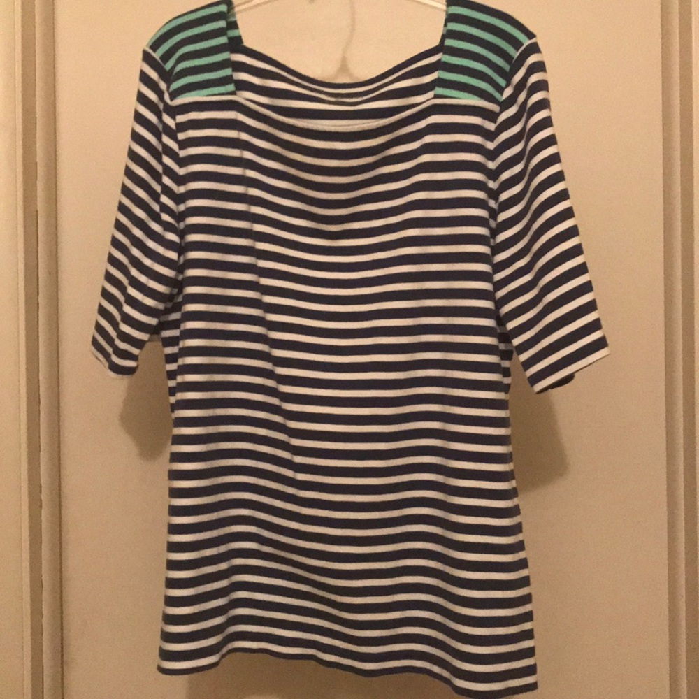 Striped Navy Blue and White Shirt